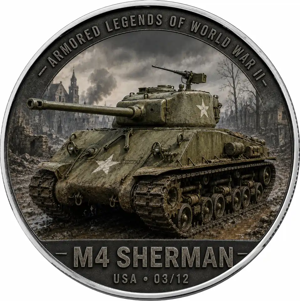 Srebrna moneta Amerykański Orzeł Armored Legends of World War II: M4 Sherman 1 uncja srebra 2026