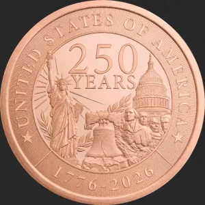 Miedziany medal U.S. 250th Anniversary 1 uncja miedzi
