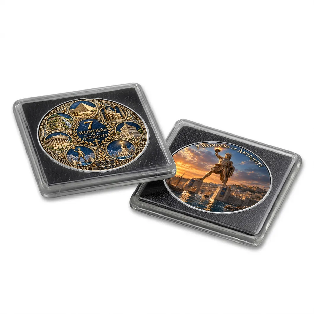 Srebrna moneta Amerykański Orzeł 7 Wonders of Antiquity: Colossus of Rhodes 1 uncja srebra 2026 - obrazek 3