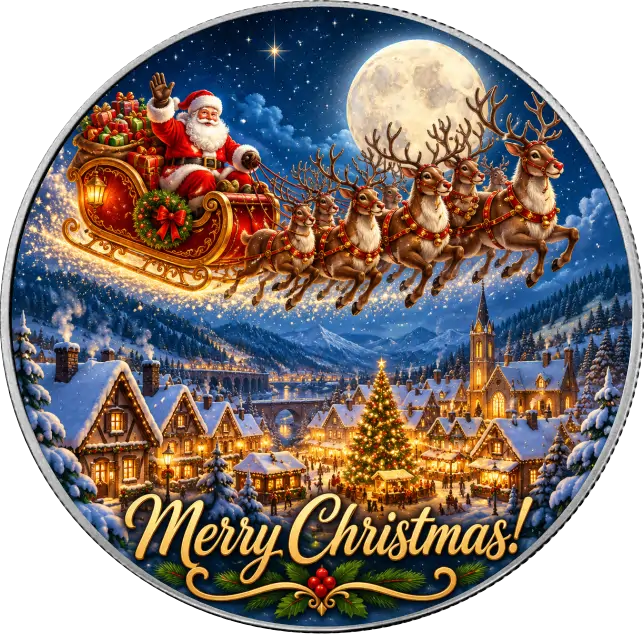 Amerykański Orzeł Santa's Midnight Journey 1 uncja srebra 2026