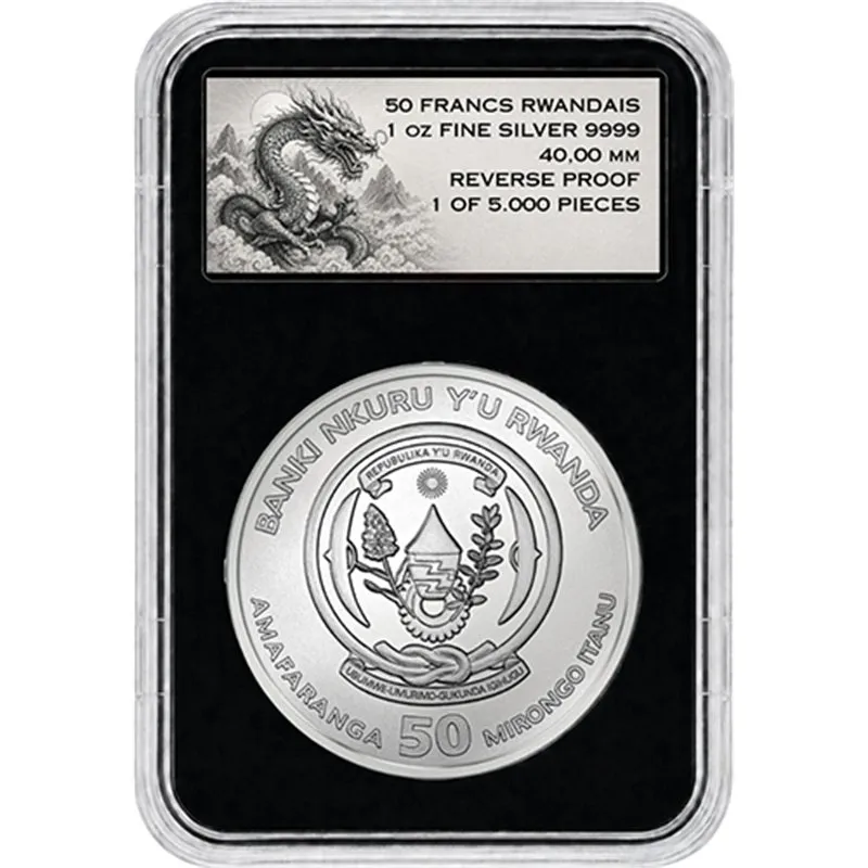 Srebrna moneta Rwanda Blue Dragon 1 uncja srebra 2026 Reverse Proof - obrazek 2