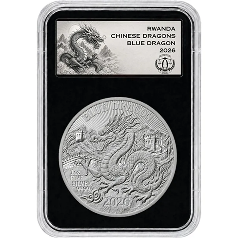Srebrna moneta Rwanda Blue Dragon 1 uncja srebra 2026 Reverse Proof