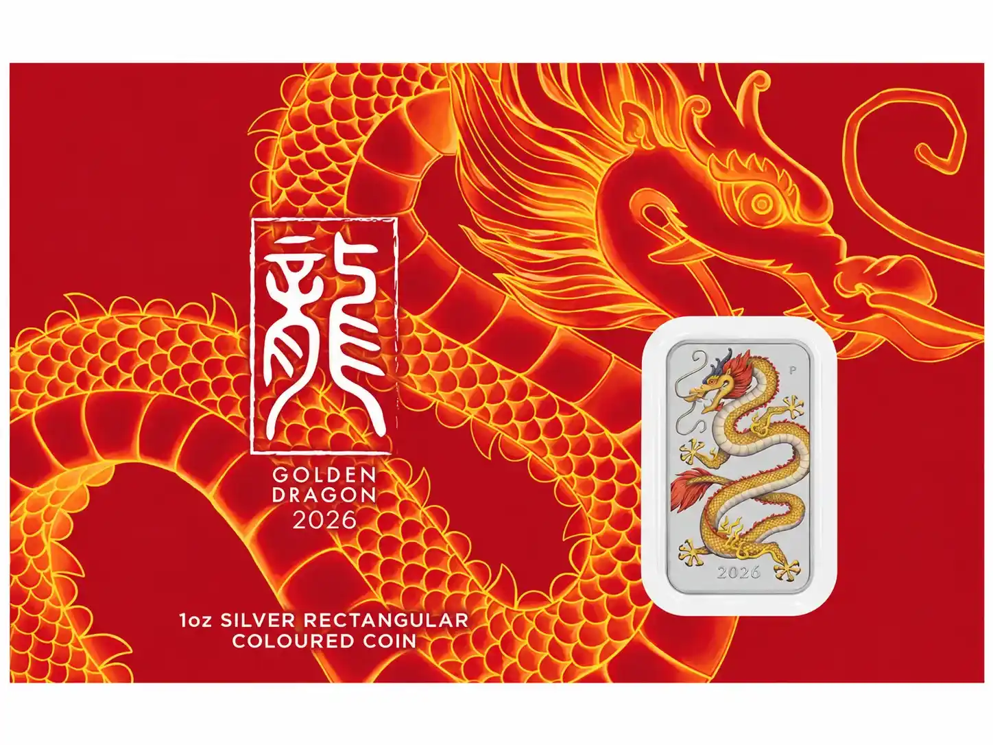 Sztabko-moneta Golden Dragon 1 uncja srebra 2026 In Card - obrazek 3