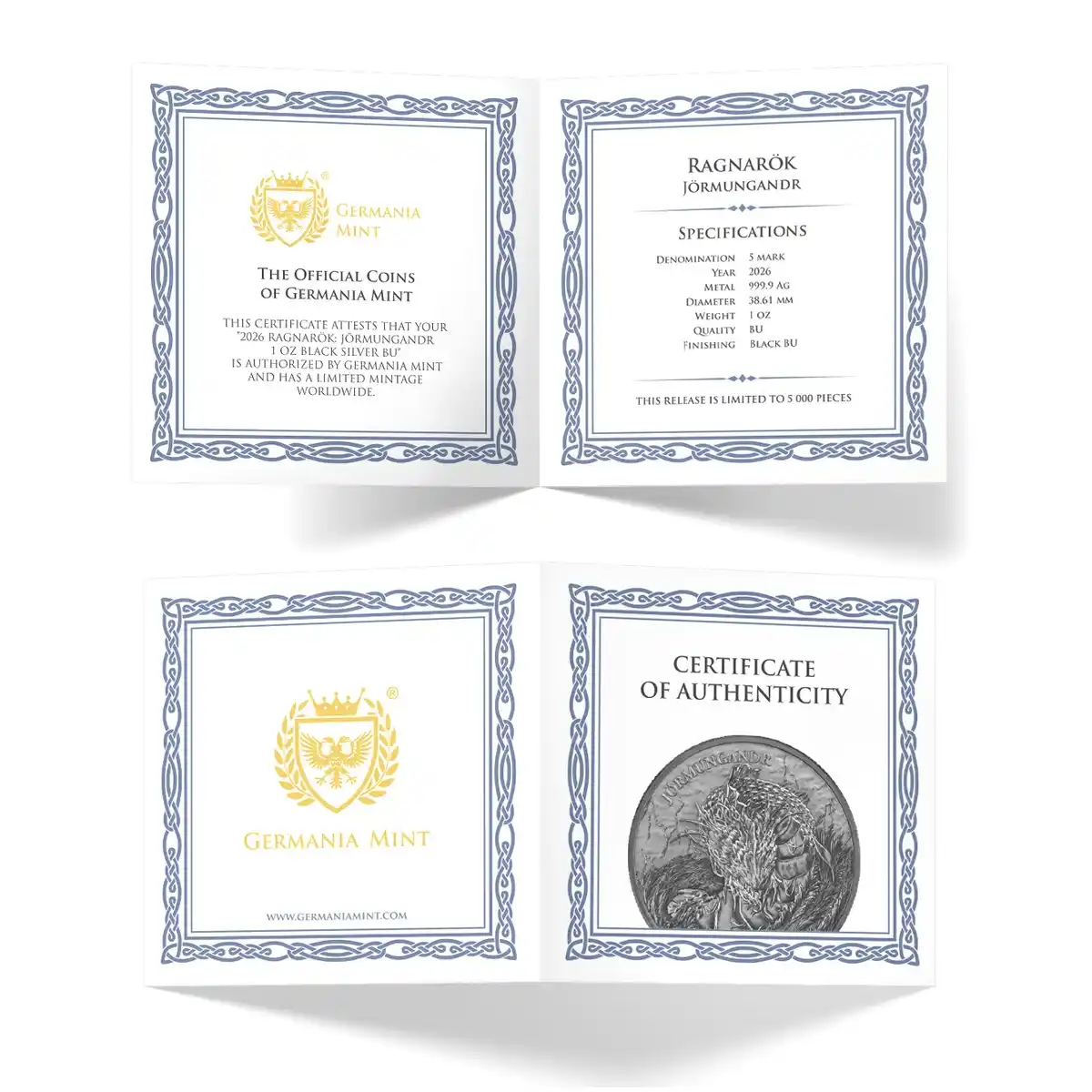 Srebrna moneta Ragnarök Jörmungandr 1 uncja srebra 2026 Black Silver BU - obrazek 3