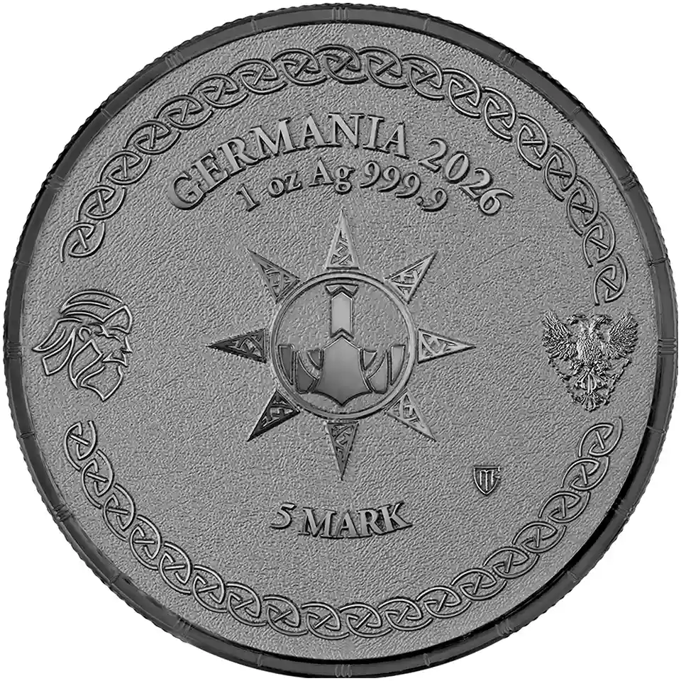 Srebrna moneta Ragnarök Thor 1 uncja srebra 2026 Black Silver BU - obrazek 2