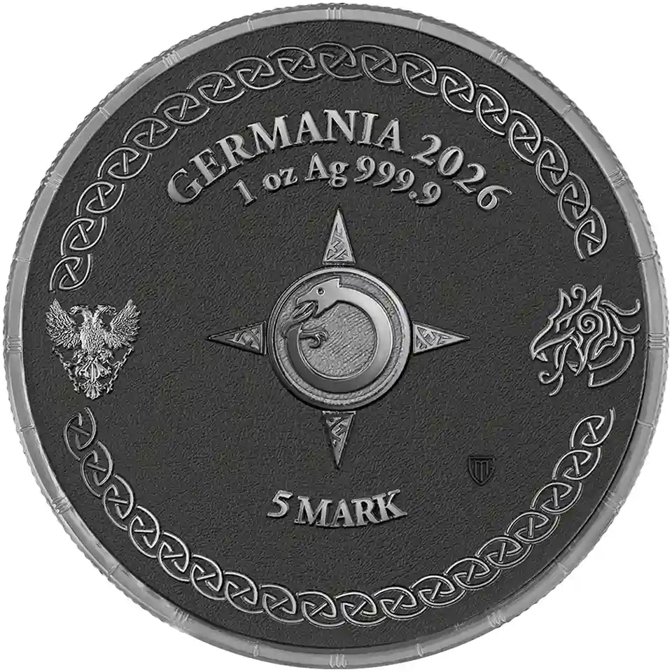 Srebrna moneta Ragnarök Thor & Jörmungandr Geminus 2 × 1 uncja srebra 2026 - obrazek 5