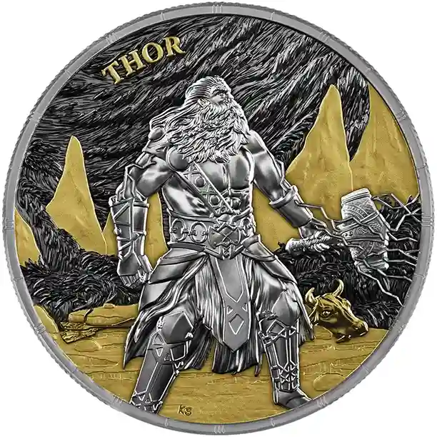 Srebrna moneta Ragnarök Thor & Jörmungandr Geminus 2 × 1 uncja srebra 2026 - obrazek 2