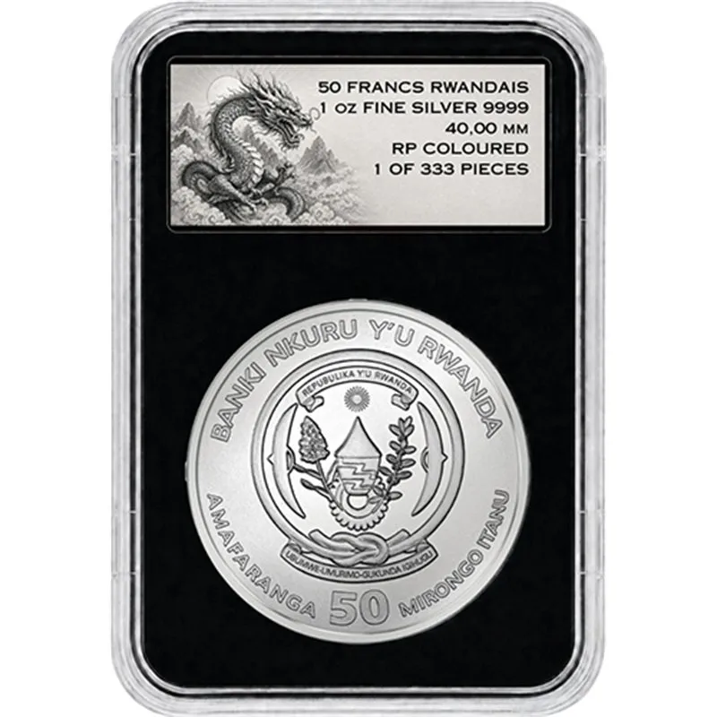 Srebrna moneta Rwanda Blue Dragon 1 uncja srebra 2026 Reverse Proof Kolorowana - obrazek 2